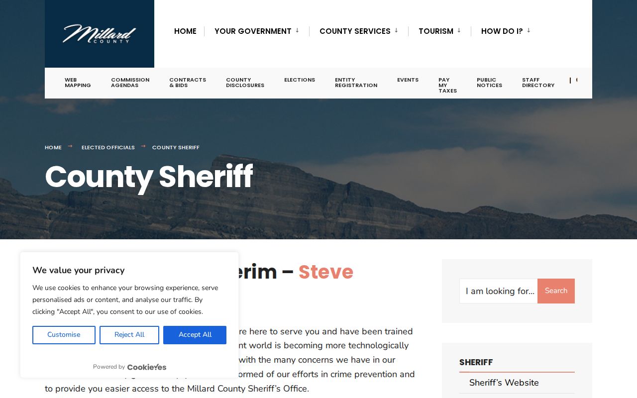 Official Millard County Sheriff contact page for the public tip route