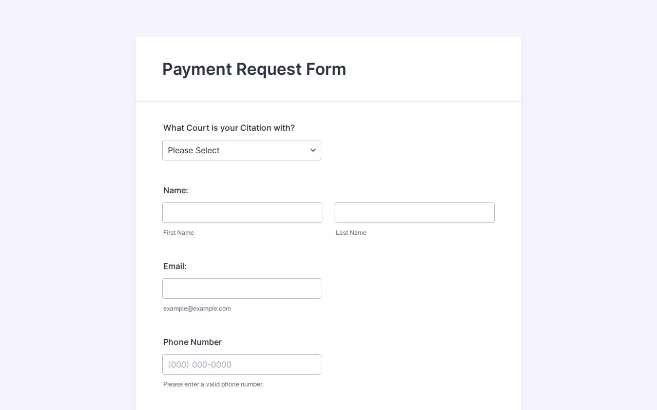 Millard County bench warrant resolution: payment plan request form
