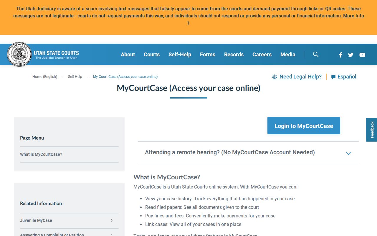 Millard County warrant lookup: Utah MyCourtCase public information page