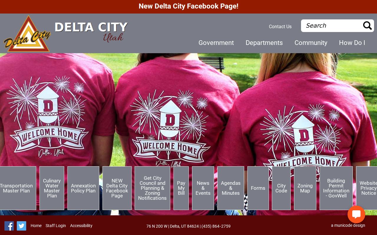 Delta warrant records: Delta City Hall contact page