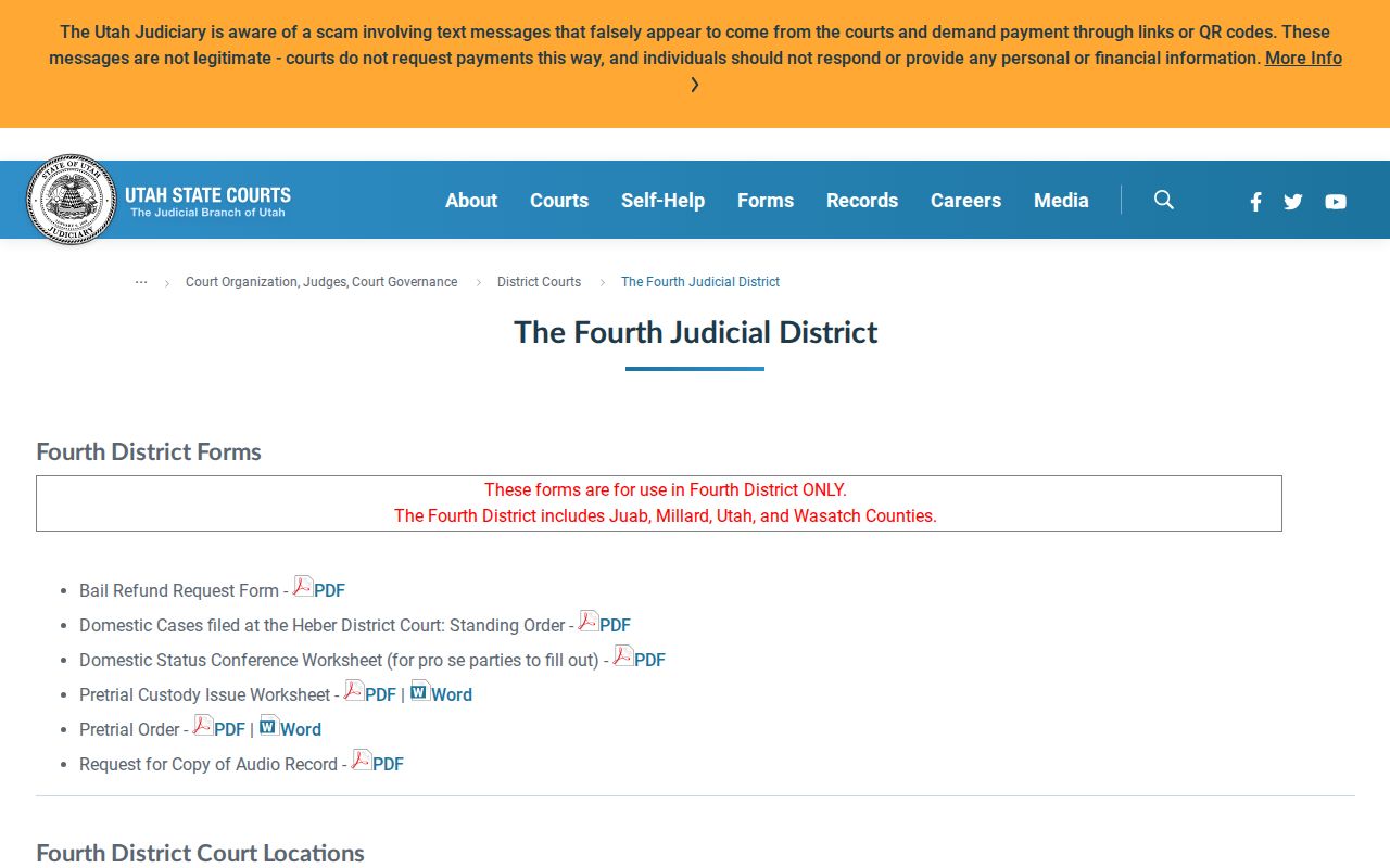 Millard County arrest warrant court route: Justice Court judge profile